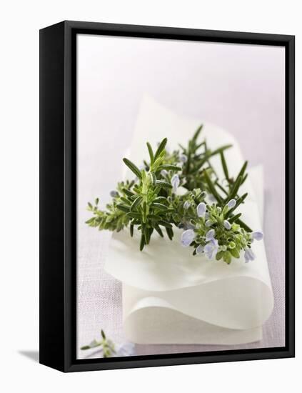 Rosemary with Flowers on White Cloth-null-Framed Premier Image Canvas