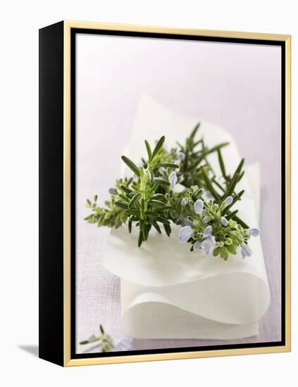 Rosemary with Flowers on White Cloth-null-Framed Premier Image Canvas