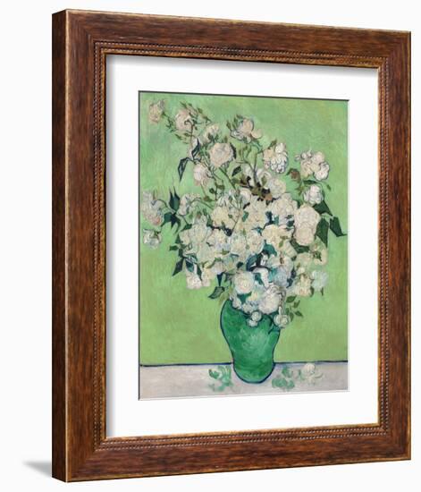 Roses, 1890 (Green Vase)-Vincent Van Gogh-Framed Art Print