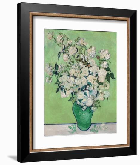 Roses, 1890 (Green Vase)-Vincent Van Gogh-Framed Art Print