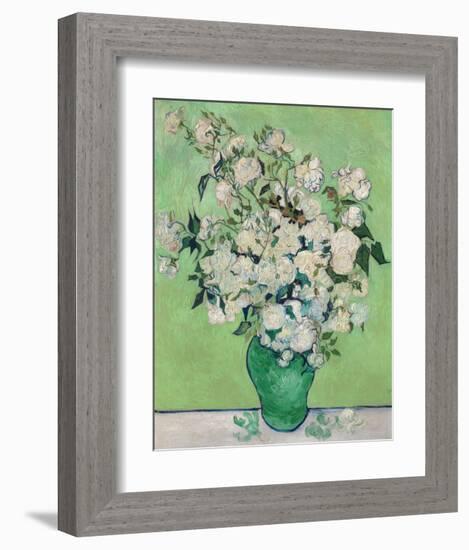 Roses, 1890 (Green Vase)-Vincent Van Gogh-Framed Art Print