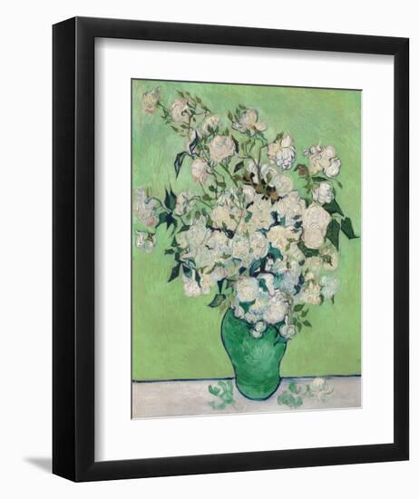 Roses, 1890 (Green Vase)-Vincent Van Gogh-Framed Art Print