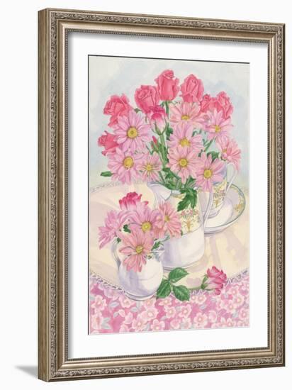 Roses and Chrysanthemums, 1996-Linda Benton-Framed Giclee Print