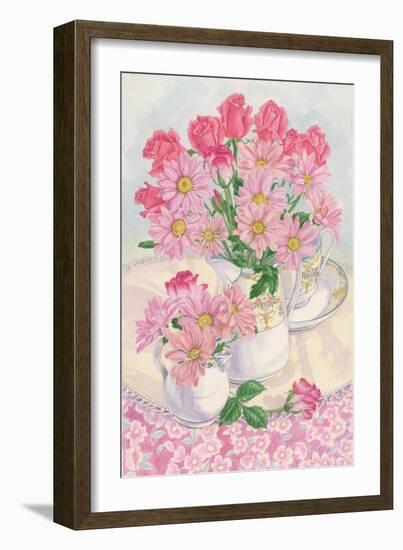 Roses and Chrysanthemums, 1996-Linda Benton-Framed Giclee Print