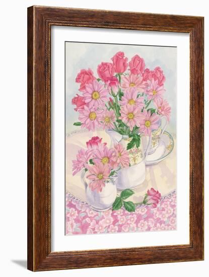 Roses and Chrysanthemums, 1996-Linda Benton-Framed Giclee Print