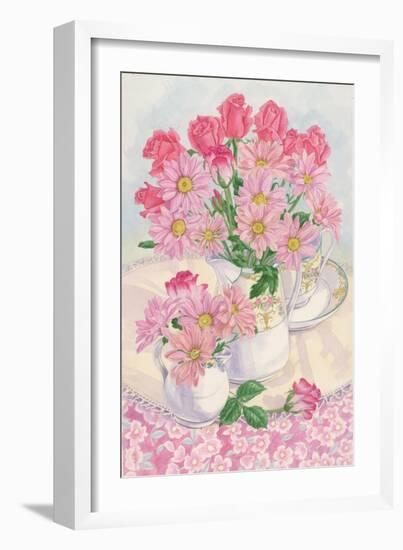 Roses and Chrysanthemums, 1996-Linda Benton-Framed Giclee Print