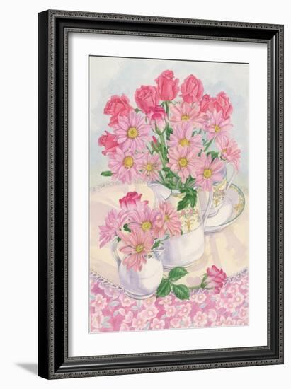 Roses and Chrysanthemums, 1996-Linda Benton-Framed Giclee Print