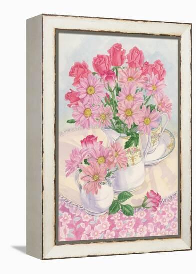 Roses and Chrysanthemums, 1996-Linda Benton-Framed Premier Image Canvas