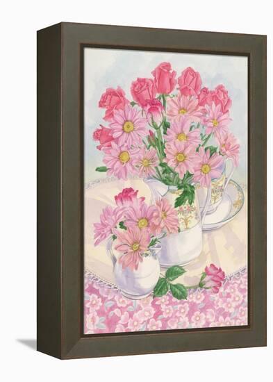 Roses and Chrysanthemums, 1996-Linda Benton-Framed Premier Image Canvas