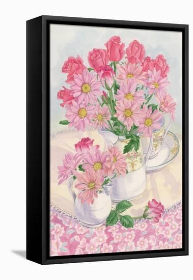 Roses and Chrysanthemums, 1996-Linda Benton-Framed Premier Image Canvas