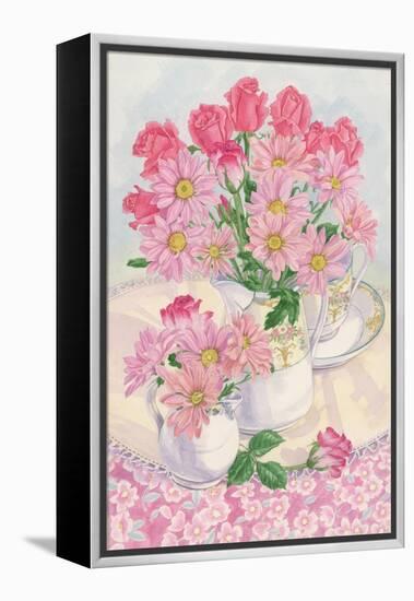 Roses and Chrysanthemums, 1996-Linda Benton-Framed Premier Image Canvas