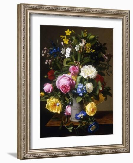 Roses and Convulvulus in a Vase-Otto Didrik Ottesen-Framed Giclee Print