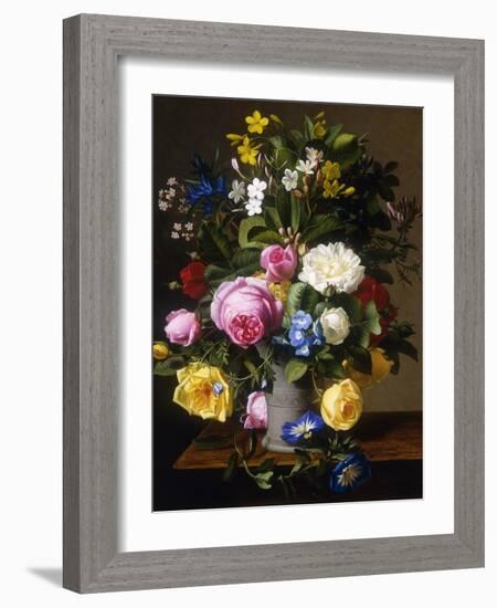 Roses and Convulvulus in a Vase-Otto Didrik Ottesen-Framed Giclee Print