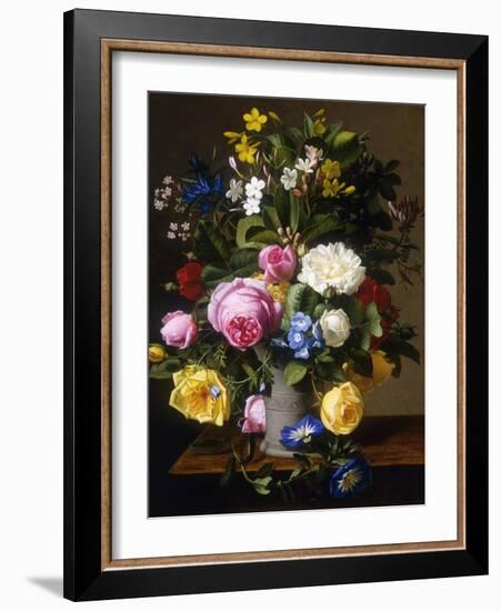 Roses and Convulvulus in a Vase-Otto Didrik Ottesen-Framed Giclee Print