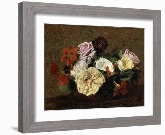 Roses and Nasturtiums in a Vase, 1883-Henri Fantin-Latour-Framed Giclee Print