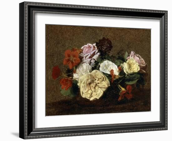 Roses and Nasturtiums in a Vase, 1883-Henri Fantin-Latour-Framed Giclee Print