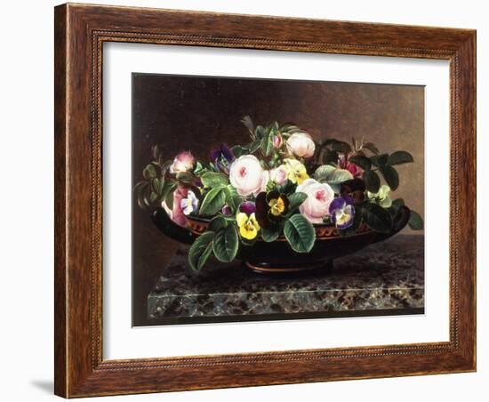 Roses and Pansies in a Greek Kylix-Johan Laurentz Jensen-Framed Giclee Print