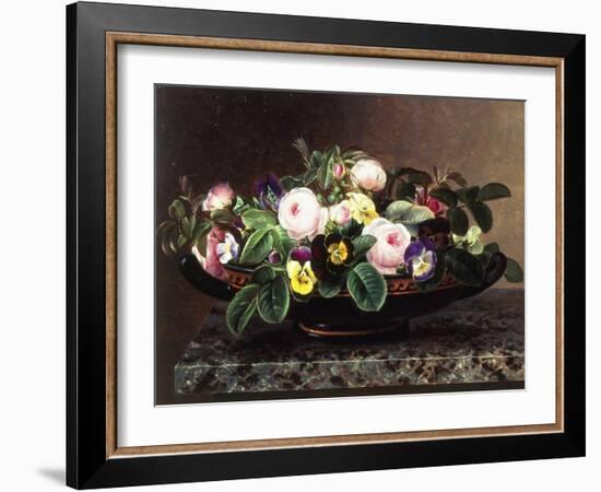 Roses and Pansies in a Greek Kylix-Johan Laurentz Jensen-Framed Giclee Print