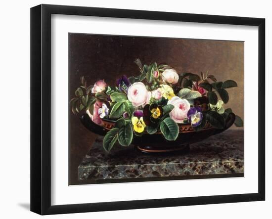 Roses and Pansies in a Greek Kylix-Johan Laurentz Jensen-Framed Giclee Print