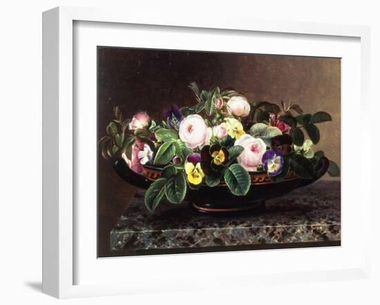 Roses and Pansies in a Greek Kylix-Johan Laurentz Jensen-Framed Giclee Print