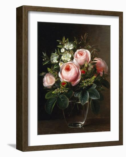 Roses and Tree Anemone in a Glass Vase-Johan Laurentz Jensen-Framed Giclee Print