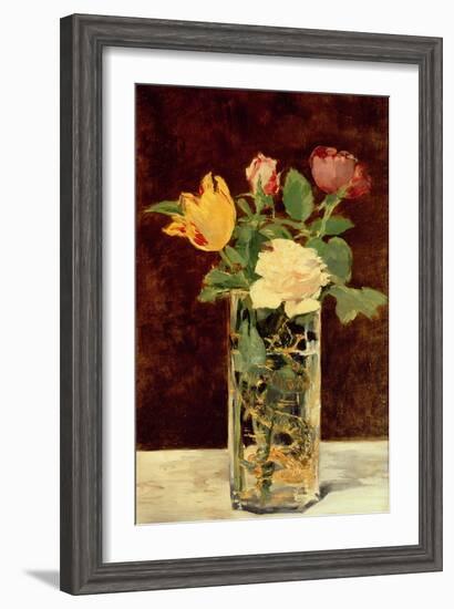 Roses and Tulips in a Vase, 1883-Edouard Manet-Framed Giclee Print