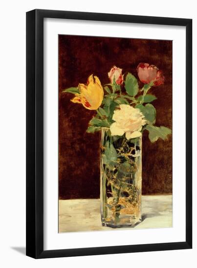 Roses and Tulips in a Vase, 1883-Edouard Manet-Framed Giclee Print