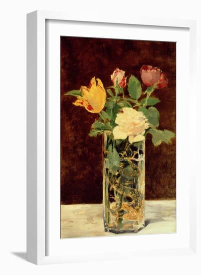 Roses and Tulips in a Vase, 1883-Edouard Manet-Framed Giclee Print