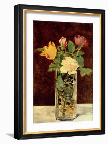 Roses and Tulips in a Vase, 1883-Edouard Manet-Framed Giclee Print