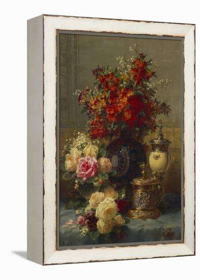 Roses, Anemones and Peonies, Strawberries, a Silver-Gilt Ostrich Egg Cup and a German Gold-Gilt…-Jean Baptiste Claude Robie-Framed Premier Image Canvas