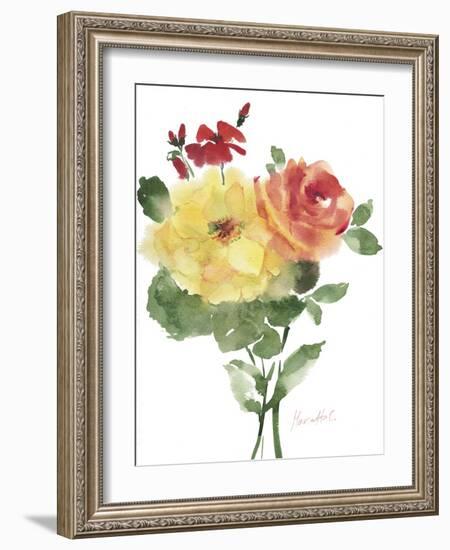 Roses Bogonvilia 1-Marietta Cohen Art and Design-Framed Giclee Print