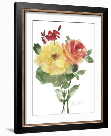 Roses Bogonvilia 1-Marietta Cohen Art and Design-Framed Giclee Print