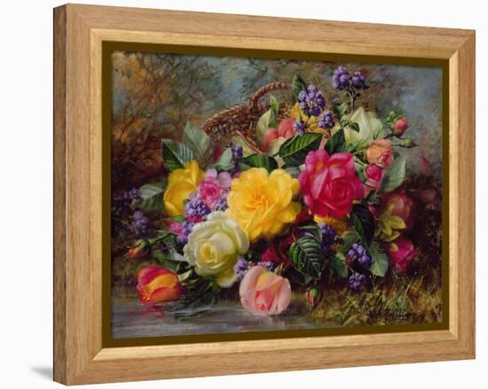 Roses by a Pond on a Grassy Bank-Albert Williams-Framed Premier Image Canvas