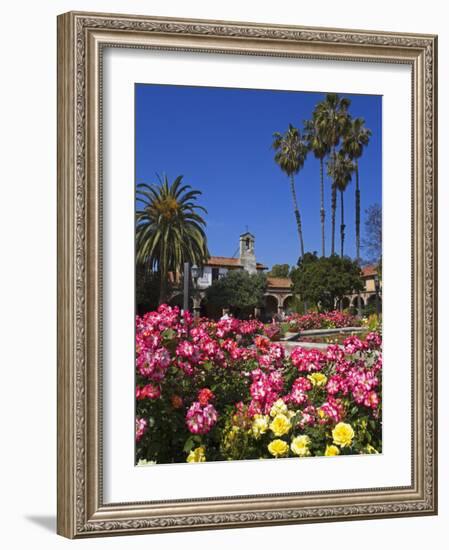 Roses, Central Courtyard, Mission San Juan Capistrano, Orange County, California, USA-Richard Cummins-Framed Photographic Print