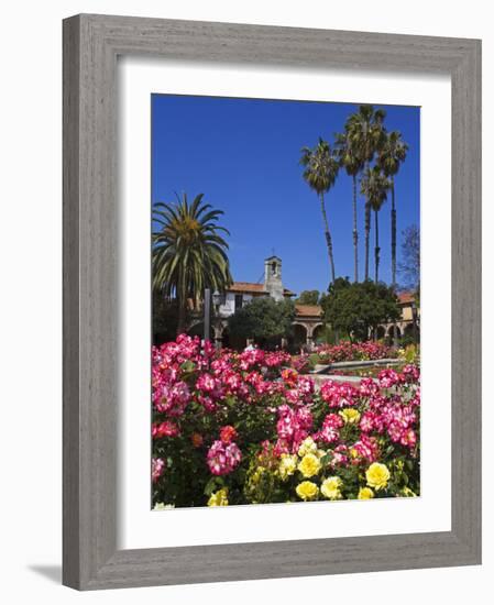 Roses, Central Courtyard, Mission San Juan Capistrano, Orange County, California, USA-Richard Cummins-Framed Photographic Print