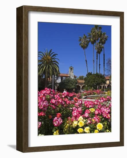 Roses, Central Courtyard, Mission San Juan Capistrano, Orange County, California, USA-Richard Cummins-Framed Photographic Print