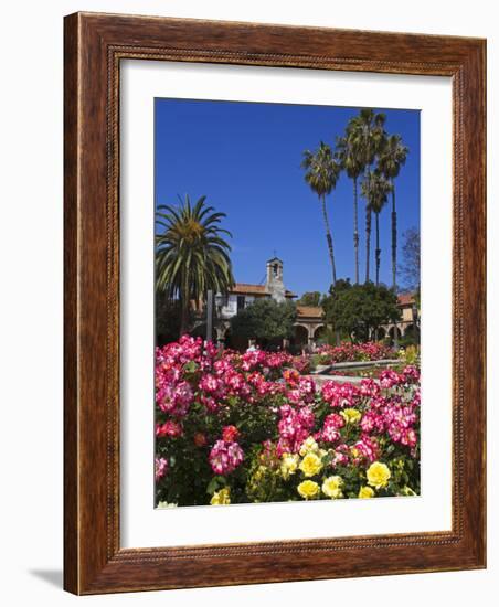 Roses, Central Courtyard, Mission San Juan Capistrano, Orange County, California, USA-Richard Cummins-Framed Photographic Print