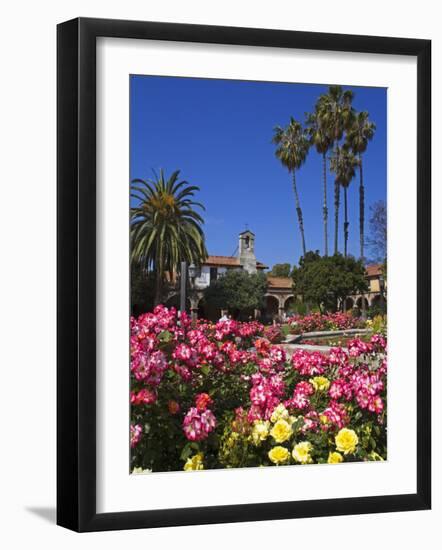 Roses, Central Courtyard, Mission San Juan Capistrano, Orange County, California, USA-Richard Cummins-Framed Photographic Print