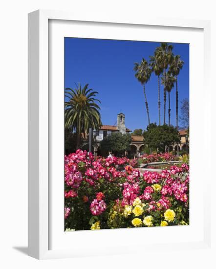 Roses, Central Courtyard, Mission San Juan Capistrano, Orange County, California, USA-Richard Cummins-Framed Photographic Print