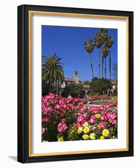 Roses, Central Courtyard, Mission San Juan Capistrano, Orange County, California, USA-Richard Cummins-Framed Photographic Print
