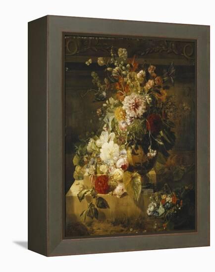 Roses, Convolvuli, Carnations, Hollyhocks, Peonies, Lilac and Other Flowers in a Vase-Georgius Jacobus Johannes van Os-Framed Premier Image Canvas