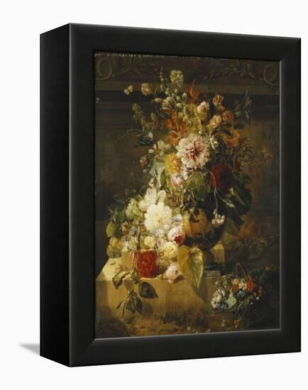 Roses, Convolvuli, Carnations, Hollyhocks, Peonies, Lilac and Other Flowers in a Vase-Georgius Jacobus Johannes van Os-Framed Premier Image Canvas