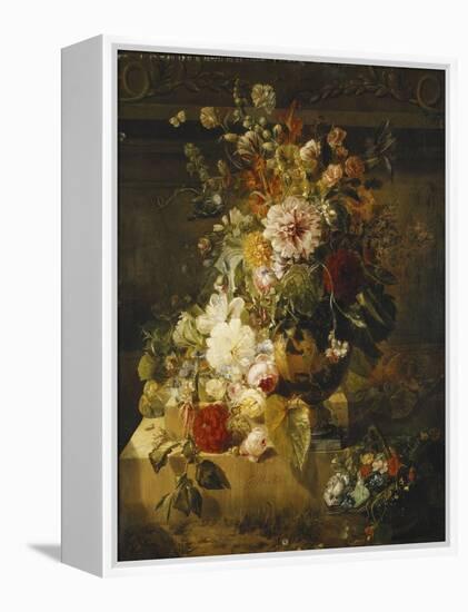 Roses, Convolvuli, Carnations, Hollyhocks, Peonies, Lilac and Other Flowers in a Vase-Georgius Jacobus Johannes van Os-Framed Premier Image Canvas