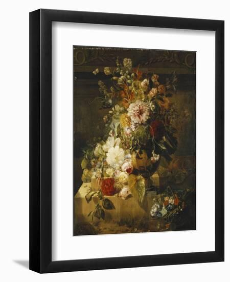 Roses, Convolvuli, Carnations, Hollyhocks, Peonies, Lilac and Other Flowers in a Vase-Georgius Jacobus Johannes van Os-Framed Giclee Print