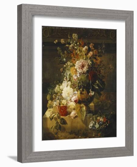 Roses, Convolvuli, Carnations, Hollyhocks, Peonies, Lilac and Other Flowers in a Vase-Georgius Jacobus Johannes van Os-Framed Giclee Print