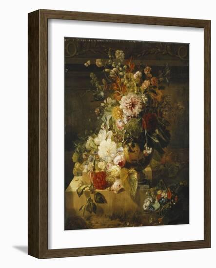 Roses, Convolvuli, Carnations, Hollyhocks, Peonies, Lilac and Other Flowers in a Vase-Georgius Jacobus Johannes van Os-Framed Giclee Print