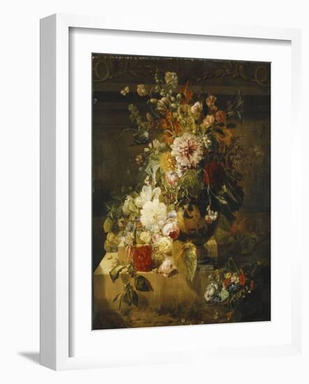 Roses, Convolvuli, Carnations, Hollyhocks, Peonies, Lilac and Other Flowers in a Vase-Georgius Jacobus Johannes van Os-Framed Giclee Print