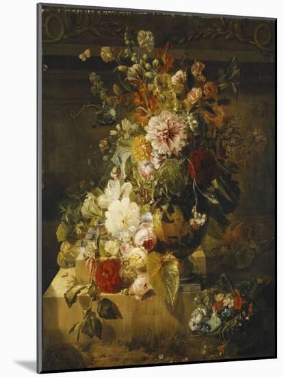 Roses, Convolvuli, Carnations, Hollyhocks, Peonies, Lilac and Other Flowers in a Vase-Georgius Jacobus Johannes van Os-Mounted Giclee Print