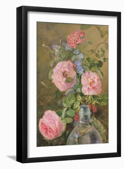 Roses, Convolvulus and Delphiniums-James Holland-Framed Giclee Print