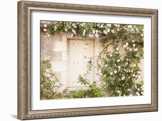 Roses Cover a House in the Village of Chedigny, Indre-Et-Loire, Centre, France, Europe-Julian Elliott-Framed Photographic Print